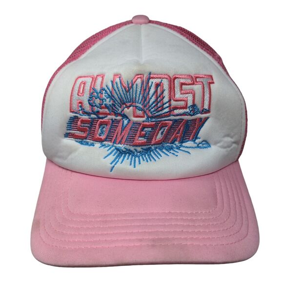 Almost Someday Snapback Trucker Hat Pink One Size Adjustable Mesh Back - Picture 1 of 7